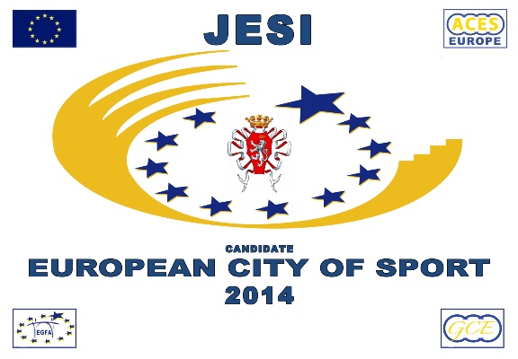La targa di candidatura di Jesi a 'Città europea dello sport'